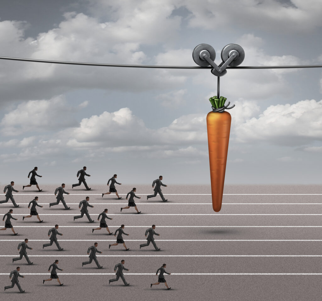 Donor Retention - people chasing a carrot