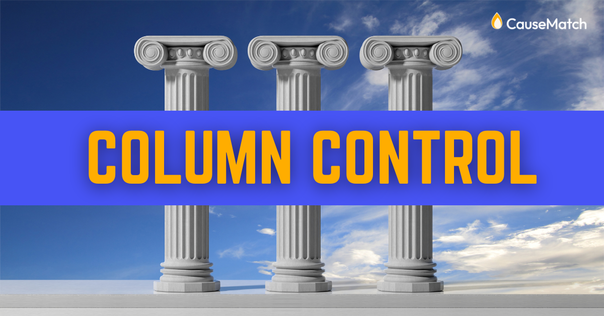 Three Pillars with the words "Column Control" over them.